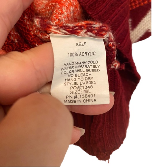 Tobi Red Print Open Front Knit Cardigan Size M/L - Picture 5 of 6